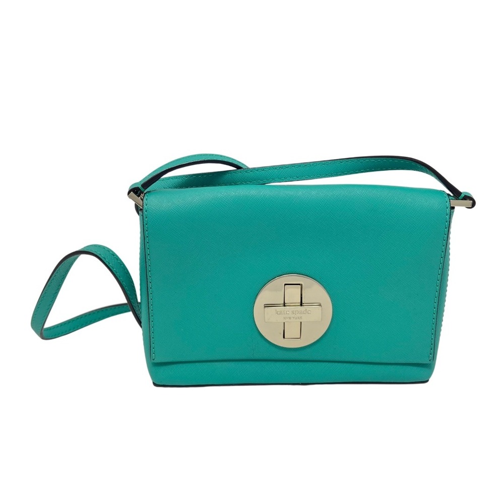 Kate Spade Newbury Lane Sally Turquoise Leather Crossbody Bag Gold Turnlock